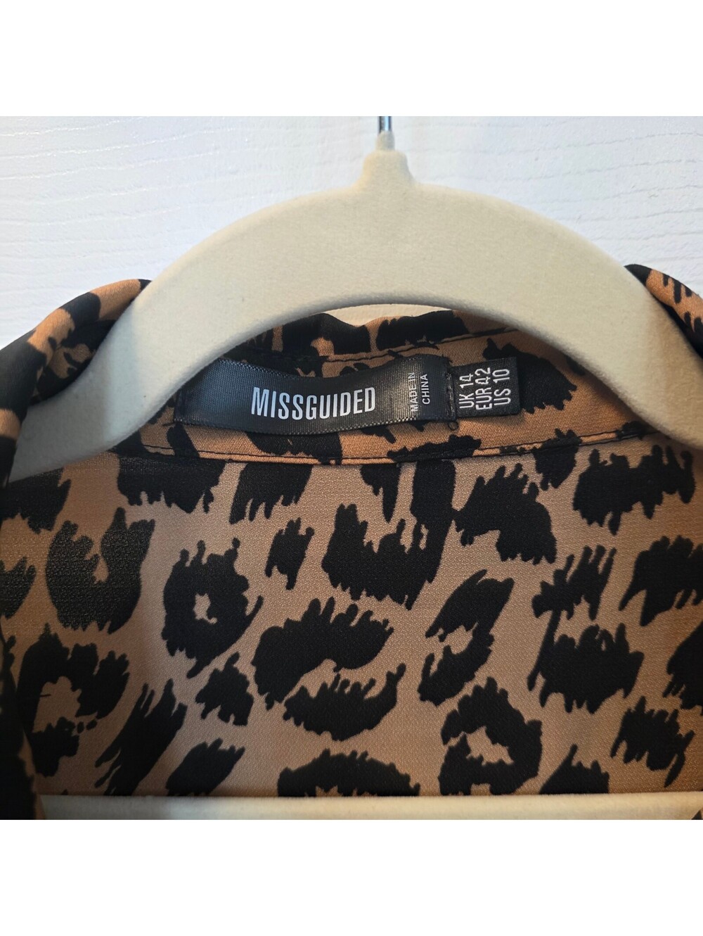 Missguided Women's Leopard Print Babydoll Mini Dress Size 10 - Picture 2 of 6